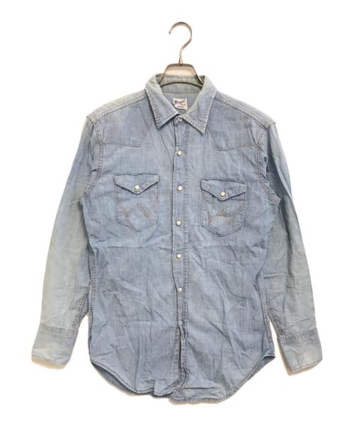 Wrangler（ラングラー）Wrangler (ラングラー) シャンブレーシャツ ブルー サイズ:15 1/2-33の古着・服飾アイテム
