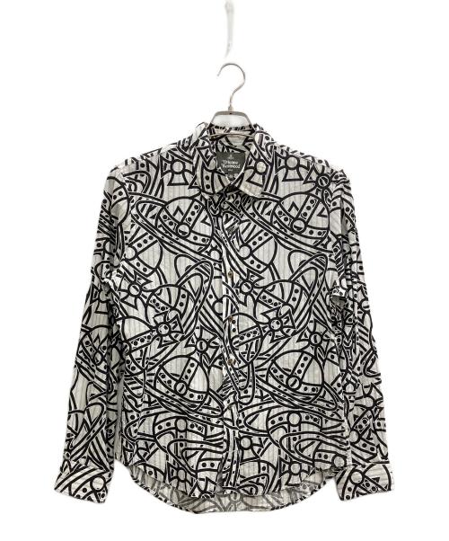 Vivienne Westwood man（ヴィヴィアン ウェストウッド マン）Vivienne Westwood man (ヴィヴィアン ウェストウッド マン) オーブ柄シャツ ホワイト×ブラック サイズ:46の古着・服飾アイテム