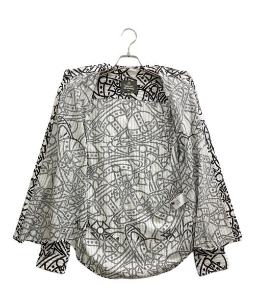 Vivienne Westwood man（ヴィヴィアン ウェストウッド マン）Vivienne Westwood man (ヴィヴィアン ウェストウッド マン) オーブ柄シャツ ホワイト×ブラック サイズ:46の古着・服飾アイテム