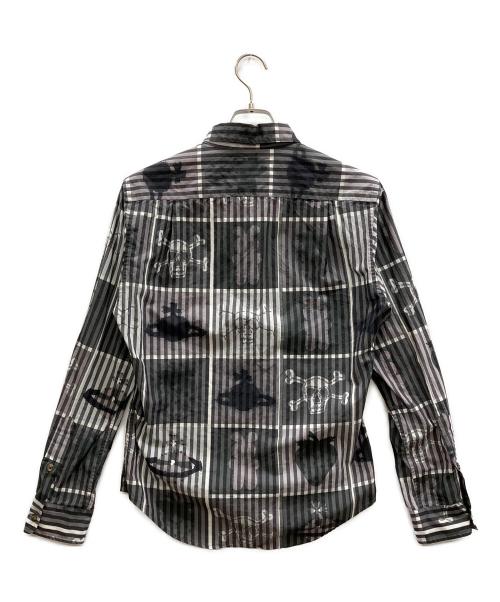 Vivienne Westwood man（ヴィヴィアン ウェストウッド マン）Vivienne Westwood man (ヴィヴィアン ウェストウッド マン) スカルプリントシャツ グレー サイズ:44の古着・服飾アイテム