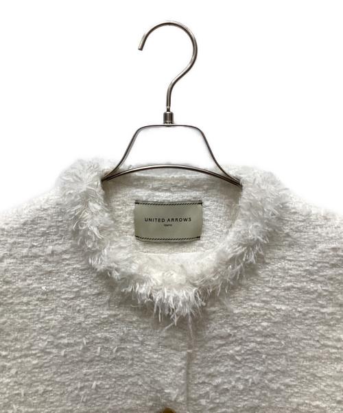 UNITED ARROWS（ユナイテッドアローズ）UNITED ARROWS (ユナイテッドアローズ) ファンシーツイードノーカラージャケット ホワイト サイズ:36の古着・服飾アイテム