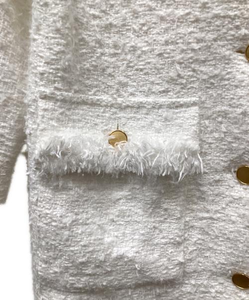 UNITED ARROWS（ユナイテッドアローズ）UNITED ARROWS (ユナイテッドアローズ) ファンシーツイードノーカラージャケット ホワイト サイズ:36の古着・服飾アイテム