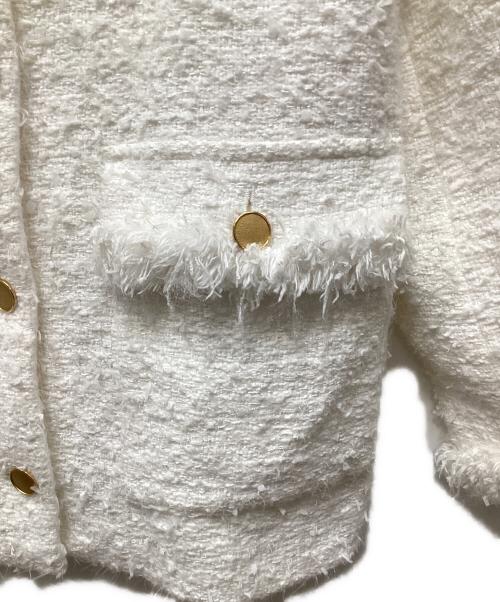 UNITED ARROWS（ユナイテッドアローズ）UNITED ARROWS (ユナイテッドアローズ) ファンシーツイードノーカラージャケット ホワイト サイズ:36の古着・服飾アイテム