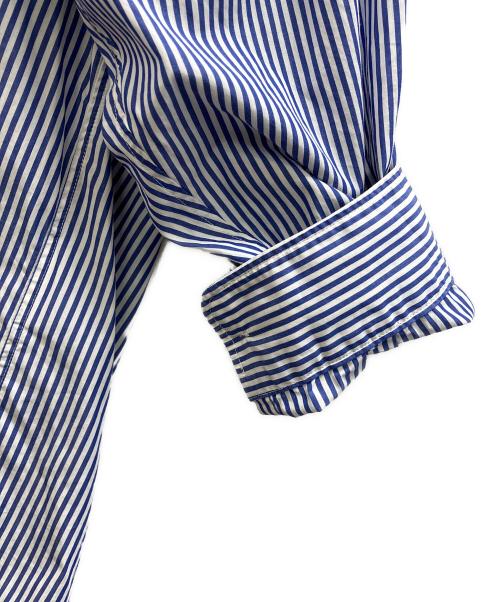 Graphpaper（グラフペーパー）Graphpaper (グラフペーパー) Broad Stripe L/S Oversized Band Collar Shirt ブルー サイズ:Freeの古着・服飾アイテム