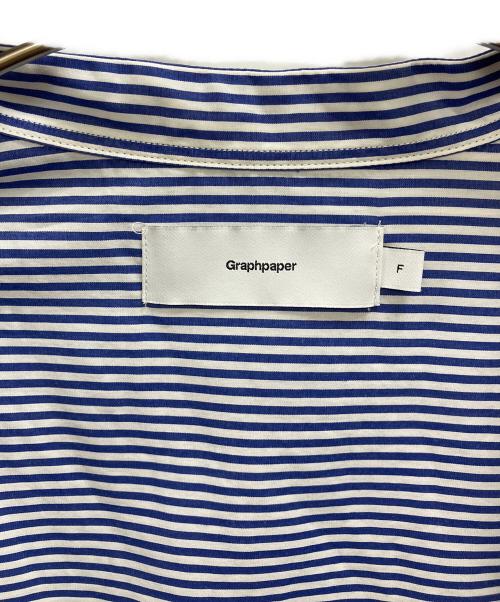 Graphpaper（グラフペーパー）Graphpaper (グラフペーパー) Broad Stripe L/S Oversized Band Collar Shirt ブルー サイズ:Freeの古着・服飾アイテム