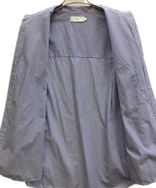 Graphpaper（グラフペーパー）Graphpaper (グラフペーパー) Broad Stripe L/S Oversized Band Collar Shirt ブルー サイズ:Freeの古着・服飾アイテム