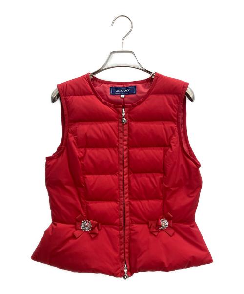 M'S GRACY（エムズグレイシー）M'S GRACY (エムズグレイシー) ビジューダウンベスト レッド サイズ:38 未使用品の古着・服飾アイテム