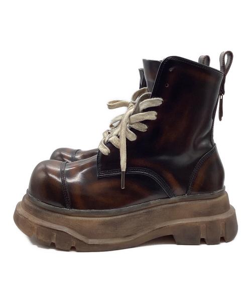 THEWOLF GLOBAL（ザ ウルフ グローバル）THEWOLF GLOBAL (ザ ウルフ グローバル) TANKER WOLF COMBAT BOOT ブラウン サイズ:40の古着・服飾アイテム