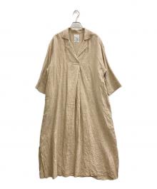 CLOTH&CROSS（クロスアンドクロス）の古着「リネンシャンブレー スキッパーワンピース」｜ベージュ