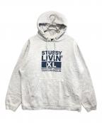 stussyステューシー）の古着「STUSSY LIVINプリントパーカー」｜グレー