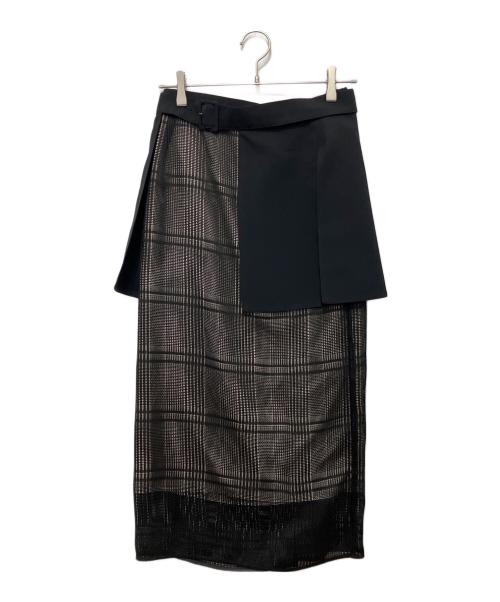 ADORE（アドーア）ADORE (アドーア) レノクロスチェックスカート ブラック サイズ:38の古着・服飾アイテム