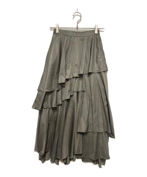 FRAY ID（フレイ アイディー）FRAY ID (フレイ アイディー) イレヘムティアードスカート グレーの古着・服飾アイテム