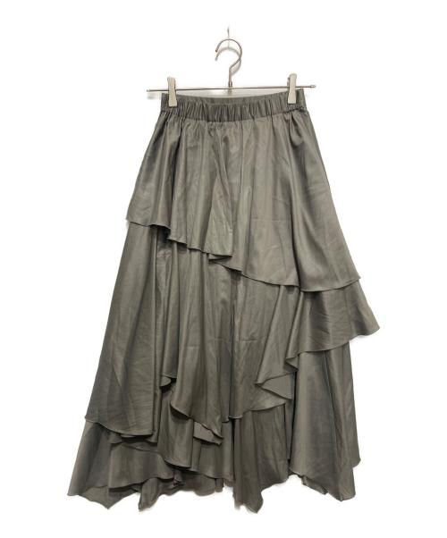 FRAY ID（フレイ アイディー）FRAY ID (フレイ アイディー) イレヘムティアードスカート グレーの古着・服飾アイテム