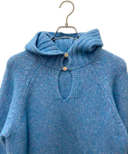 NKNIT（ンニット）NKNIT (ンニット) camel mix hooded KNIT ブルー サイズ:表記なしの古着・服飾アイテム