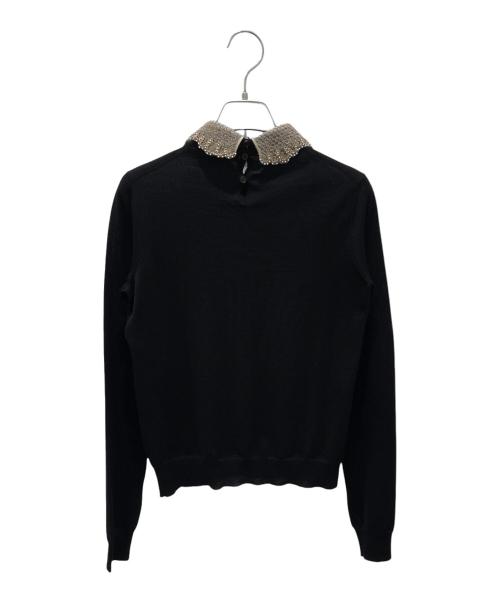 Christian Dior（クリスチャン ディオール）Christian Dior (クリスチャン ディオール) エンブロイダリーカラーニット ブラック サイズ:40の古着・服飾アイテム