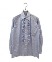 BOWTE×IENA（バウト×イエナ）の古着「別注 ギンガムチェック フリルブラウス」｜スカイブルー