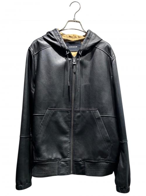 COACH（コーチ）COACH (コーチ) レザー トレーナージャケット ブラック サイズ:Mの古着・服飾アイテム