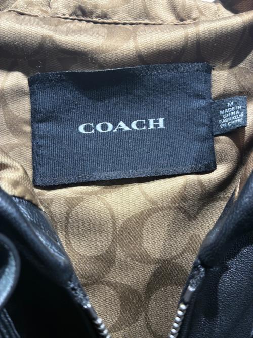 COACH（コーチ）COACH (コーチ) レザー トレーナージャケット ブラック サイズ:Mの古着・服飾アイテム