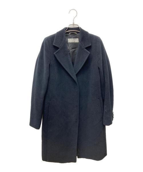 MaxMara（マックスマーラ）MaxMara (マックスマーラ) カシミヤアンゴラ混コート ブラック サイズ:38の古着・服飾アイテム