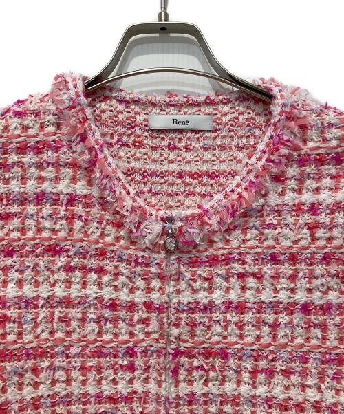 Rene（ルネ）Rene (ルネ) ツイードジップジャケット ピンク サイズ:38の古着・服飾アイテム
