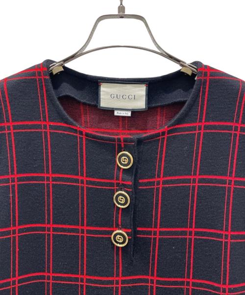 GUCCI（グッチ）GUCCI (グッチ) ノースリーブワンピース ブラック×レッド サイズ:Mの古着・服飾アイテム