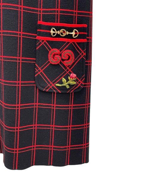 GUCCI（グッチ）GUCCI (グッチ) ノースリーブワンピース ブラック×レッド サイズ:Mの古着・服飾アイテム