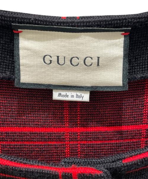 GUCCI（グッチ）GUCCI (グッチ) ノースリーブワンピース ブラック×レッド サイズ:Mの古着・服飾アイテム