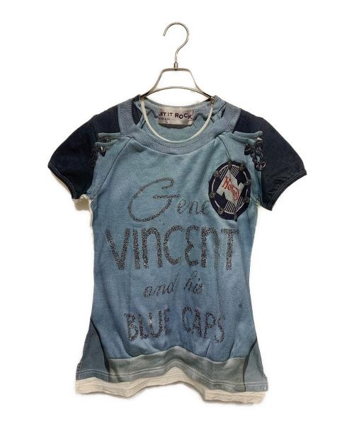 Vivienne Westwood（ヴィヴィアンウエストウッド）Vivienne Westwood (ヴィヴィアンウエストウッド) 回顧展 転写 LET IT ROCK 限定Tシャツ ブルー サイズ:Mの古着・服飾アイテム