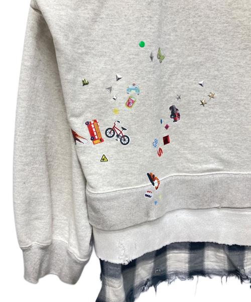 Maison MIHARA YASUHIRO（メゾン ミハラ ヤスヒロ）Maison MIHARA YASUHIRO (メゾン ミハラ ヤスヒロ) 25SS Triple Layered Hoodie/Kids Sticker Printed Hoodie アイボリー サイズ:48の古着・服飾アイテム
