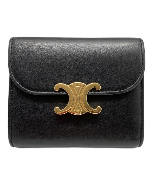 CELINE（セリーヌ）CELINE (セリーヌ) スモール フラップウォレット トリオンフ ブラックの古着・服飾アイテム