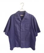 UNDERCOVERアンダーカバー）の古着「Cotton patchwork open collar shirt」｜ネイビー