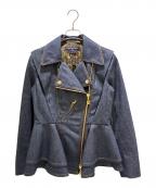 LOUIS VUITTONルイ ヴィトン）の古着「Denim Flounce Biker Jacket/デニムフラウンス バイカージャケット/RW251WB EFY FSVE45」｜インディゴ