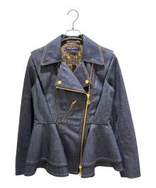LOUIS VUITTON（ルイ ヴィトン）の古着「Denim Flounce Biker Jacket/デニムフラウンス バイカージャケット/RW251WB EFY FSVE45」｜インディゴ