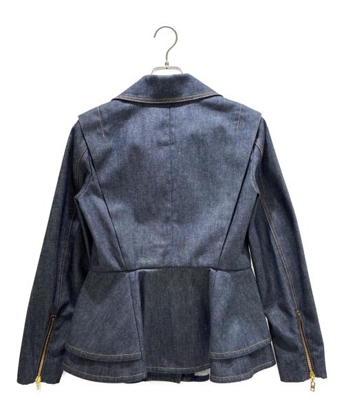 LOUIS VUITTON（ルイ ヴィトン）LOUIS VUITTON (ルイ ヴィトン) Denim Flounce Biker Jacket/デニムフラウンス バイカージャケット/RW251WB EFY FSVE45 インディゴ サイズ:38の古着・服飾アイテム
