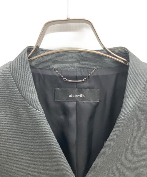 allureville（アルアバイル）allureville (アルアバイル) ウールサージノーカラージャケット グレー サイズ:SIZE　2 未使用品の古着・服飾アイテム