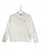 HUMAN MADEヒューマンメイド）の古着「LONG SLEEVE Double Heart T-SHIRT」｜ホワイト