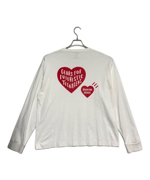HUMAN MADE（ヒューマンメイド）HUMAN MADE (ヒューマンメイド) LONG SLEEVE Double Heart T-SHIRT ホワイト サイズ:XLの古着・服飾アイテム