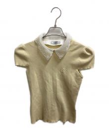 CELFORD×P.J. REDOUTE（セルフォード×ピエール・ジョセフ＝ルドゥーテ）の古着「エンブロイダリー衿付きニット ニットプルオーバー」｜イエロー