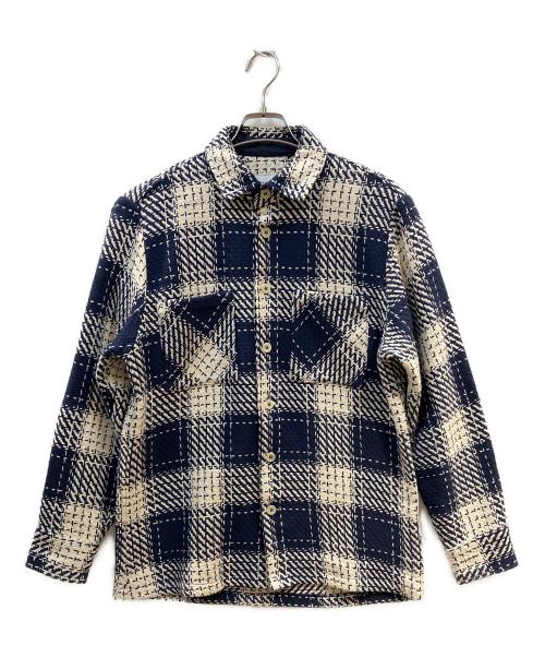 WAX LONDON（ワックスロンドン）WAX LONDON (ワックスロンドン) バスケットチェックシャツ ネイビー×ホワイト サイズ:表記記名無しの古着・服飾アイテム