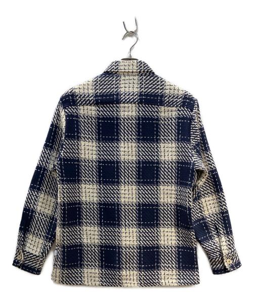 WAX LONDON（ワックスロンドン）WAX LONDON (ワックスロンドン) バスケットチェックシャツ ネイビー×ホワイト サイズ:表記記名無しの古着・服飾アイテム