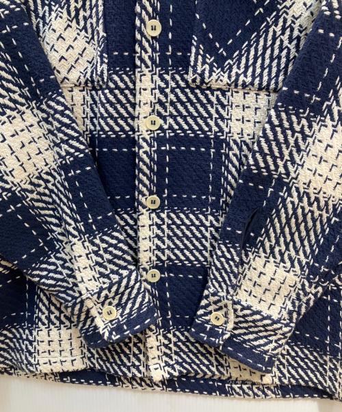 WAX LONDON（ワックスロンドン）WAX LONDON (ワックスロンドン) バスケットチェックシャツ ネイビー×ホワイト サイズ:表記記名無しの古着・服飾アイテム