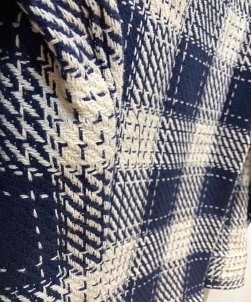 WAX LONDON（ワックスロンドン）WAX LONDON (ワックスロンドン) バスケットチェックシャツ ネイビー×ホワイト サイズ:表記記名無しの古着・服飾アイテム