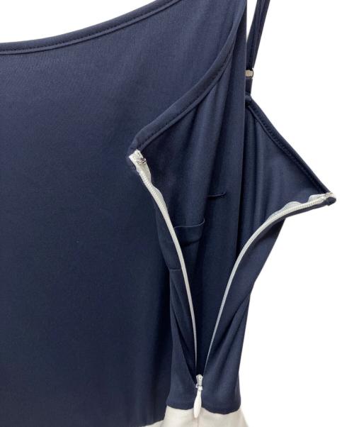 Snidel（スナイデル）Snidel (スナイデル) シアーイレヘムニットコンビワンピース ネイビーの古着・服飾アイテム