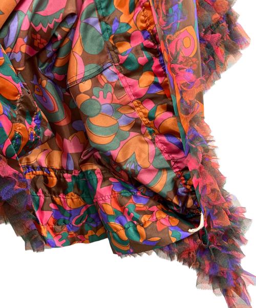 tricot COMME des GARCONS（トリココムデギャルソン）tricot COMME des GARCONS (トリココムデギャルソン) フリルデザイン総柄スカート ブラウン×ピンク サイズ:Mの古着・服飾アイテム