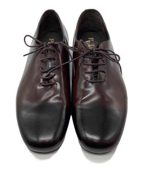 PRADA（プラダ）PRADA (プラダ) ブラッシュドレザー レースアップ シューズ ブラウン サイズ:６　１/２の古着・服飾アイテム
