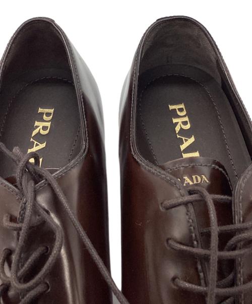 PRADA（プラダ）PRADA (プラダ) ブラッシュドレザー レースアップ シューズ ブラウン サイズ:６　１/２の古着・服飾アイテム