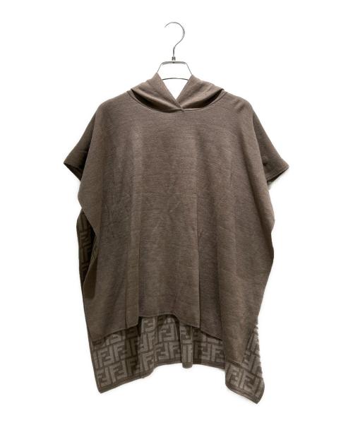 FENDI（フェンディ）FENDI (フェンディ) インサイド FFロゴ ウールポンチョ/Inside FF Logo Wool Poncho/FXX781 モカ サイズ:FREEの古着・服飾アイテム
