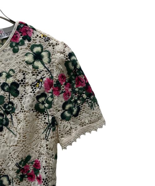 RED VALENTINO（レッドヴァレンティノ）RED VALENTINO (レッドヴァレンティノ) フラワーレースワンピース ベージュ サイズ:38の古着・服飾アイテム