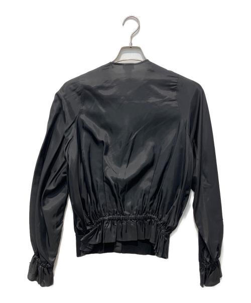 noir kei ninomiya（ノワール ケイ ニノミヤ）noir kei ninomiya (ノワール ケイ ニノミヤ) サテン切替フリルカーディガン ブラック サイズ:Sの古着・服飾アイテム