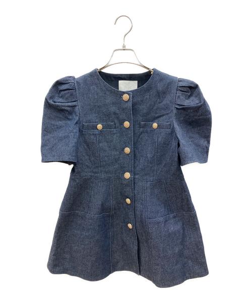 CELFORD（セルフォード）CELFORD (セルフォード) ペプラムハーフスリーブジャケット ネイビー サイズ:36の古着・服飾アイテム